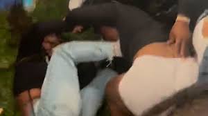 Two young women fight on Southern campus while many look on