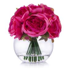 Check spelling or type a new query. Enova Home Silk Peony Flower Arrangement In Clear Glass Vase With Faux Water Walmart Com Walmart Com