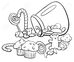 Black, white, baked, goods, baking. Black And White Cartoon Illustration Of Sweet Food Like Candy Royalty Free Cliparts Vectors And Stock Illustration Image 86744679