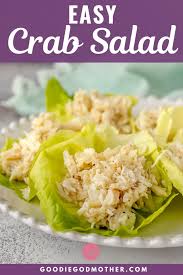 This simple crab salad recipe is my favorite way to enjoy imitation crab meat. Easy Crab Salad No Mayonnaise Goodie Godmother