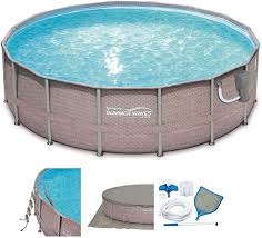 Amazon Com Summer Waves 16ft X 48in Elite Wicker Print Above Ground Frame Pool Set W Pump Garden Outdoor Summer Waves Swimming Pools Best Above Ground Pool
