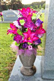 45 how to make silk flower arrangements for cemetery vases the description: Spring Summer Cemetery Vase Arrangement Memorial Flowers Flower Arrangements Diy Cemetery Decorations