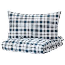 Spikvallmo Duvet Cover And Pillowcase S White Blue Check Ikea In 2020 Quilt Cover Duvet Covers Ikea