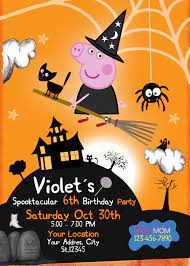 Peppa Pig Halloween Party Invitation Oscarsitosroom Pig Halloween Halloween Birthday Invitations Peppa Pig Birthday Party