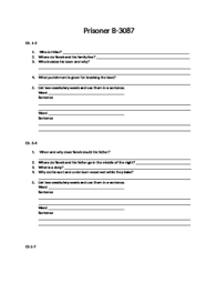 Prisoner B-3087 Creative Chapter Notes Ela By Alan Gratz - Taco Bout Facs
