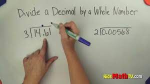The easiest way to divide decimals by whole numbers is to multiply the decimal by a factor of 10 10 , and then divide the final by the same. Dividing Decimals By Whole Numbers Tutorial For 6th Grade Math Youtube
