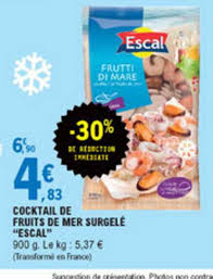 Offre Cocktail De Fruits De Mer Surgele Escal 30 Reduction Immediate Chez E Leclerc