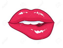 Sexy Mouth With Bright Red Glossy Bitten Lips Isolated On White Background Symbol Of Love Kiss Passion And Desire Beautiful Romantic Design Element Comics Cartoon Vector Illustration Royalty Free Cliparts Vectors And