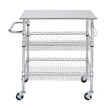 Build the sheet pan storage space cut the sheet pan wall, top/bottom sheet pan grooved pieces to size. Stylewell Gatefield Chrome Kitchen Cart With Stainless Top H17110706 The Home Depot