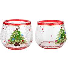 Home X Christmas Tree Candleholders Crackle Glass Candle Holders Set Of 2 Marshmallowchef