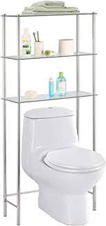 Chances are you'll found another glass and chrome bathroom shelf unit higher design ideas. Amazon Com Home Basics 3 Tier Shelf Over The Toilet Space Saver With Tempered Glass Shelves For Bathroom Storage And Organization Chrome Furniture Decor