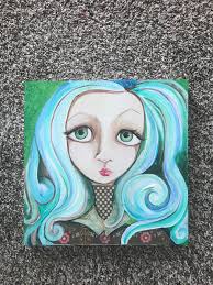 Painting of a Girl so Blue, Acrylic Painting