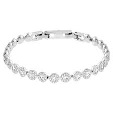 It will loosen the chains while you're holding it down and grip when you let go. Angelic Bracelet Round White Rhodium Plated Swarovski Com