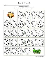 Monthly Thematic Study Gardens Or Bugs And Crawly Things Use These Missing Letters Worksheets During The Spring And Summer Mo Flower Alphabet Alphabet Flowers