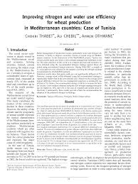 Improving nitrogen and water use efficiency for wheat production in  Mediterranean countries: Case of Tunisia