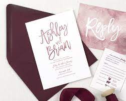 Burgundy Wedding Invitations Burgundy And Dusty Rose Wedding Invitations Mauve Wedding Mauve Wedding Invitations Wedding Invitations Boho Wedding Invitations