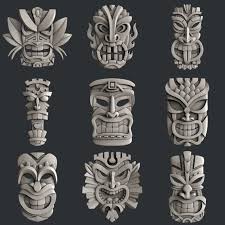 3d Model Totem Set Attention This Item Is A Digital 3d Model Stl File Format For Artcam Aspire Cut3d Software Applications Tiki Art Mayan Art Tiki Tattoo