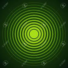 Elementos Del Circulo Concentrico Pantalla De Radar Ilustracion Del Vector Para La Onda De Sonido Anillo Negro Y De Color Verde Objetivo Giro Circulo Senal De La Emisora De Radio Centro Minima