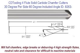 30 degree per side 60 degree included angle solid carbide 4 flute chamfer end mill id 8263