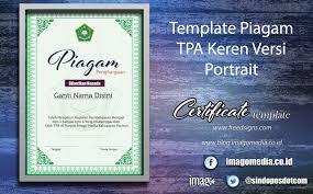 Yang terakhir adalah kumpulan lebih dari 5000+ template sertifikat kosong bisa diedit dengan format psd dan eps. Download Desain Sertifikat Tpa Keren Versi Bingkai Depag Hijau Imago Media Home Of Creativity