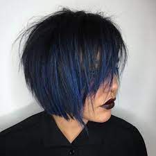 50 Classy Short Bob Haircuts And Hairstyles With Bangs Hair Tint Blue Tinted Hair Blue Black Hair Color