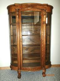 China cabinet sheraton style with central convex glass panel, and two doors with, applied a sheraton revival china cabinet, mahogany, with astral glaze door flanked by curved panel sides antique mahogany china cabinet with 4 display shelves and storage compartment, decorated with. Antique Tiger Oak Bowed Glass Curio China Cabinet C 1900 Used Bedroom Furniture Bedroom Furniture For Sale Antique Oak Furniture