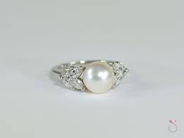 Tiffany Co Victoria Pearl Diamond Ring In Platinum Pearl And Diamond Ring Crystals Jewelry Ring Pearls
