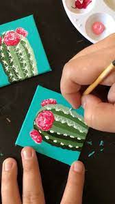 You can also choose from die cutting printing there are 359 suppliers who sells canvas acrylic painting ideas on alibaba.com, mainly located in asia. Painting Little Cacti On 4x4 Canvas With Acrylic By Philip Boelter Kunstmalerei Leinwandkunst Wasserfarben Kunst