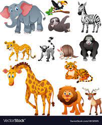 Different Types Of Wild Animals Royalty Free Vector Image Hayvan Ilustrasyonlari Hayvanlar Hayvan Faaliyetleri