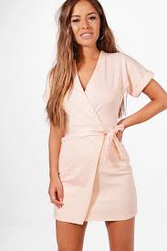 Petite Obie Tie Wrap Dress Boohoo Australia Fashion Wrap Dress Womens Dress Store