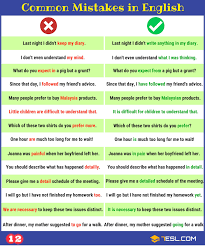 Grammatical Errors 170 Common Grammar Mistakes In English 7 E S L Common Grammar Mistakes Grammar Mistakes English Vocabulary Words