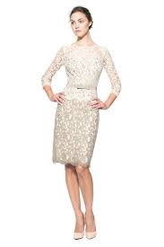 Lace Sleeve Dress With Grosgrain Ribbon Belt Tadashi Shoji Beige Lace Dresses Tadashi Shoji Dress Lace Illusion Lace Dress