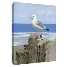 Ptm Images 12 In X 10 In Keeping Watch Ii Canvas Wall Art 9 155256 The Home Depot Beach Painting Nautical Painting Beach Canvas