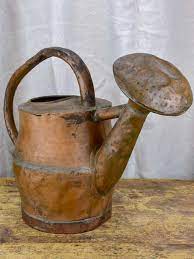 Heavy duty galvanized steel construction for long life and rust resistance. Rustic Antique French Copper Watering Can 18th Century