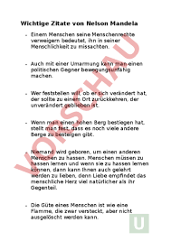 Wenn wir in uns gehen und wahrhaftig sind. Arbeitsblatt Zitate Nelson Mandela Geschichte Anderes Thema