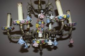 Vintage Capodimonte 6 Arm Chandelier Made In Spain Porcelain Etsy Porcelain Flowers Arm Chandelier Chandelier
