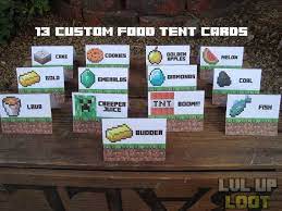 13 Custom Minecraft Food Tent Cards Diy Minecraft Party You Choose Your Foods Baker S Doze Minecraft Food Minecraft Food Tents Minecraft Food Labels Free