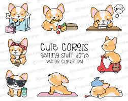 Premie Vector Clipart Kawaii Corgi Cute Corgi Planning Etsy In 2021 Kawaii Clipart Vector Clipart Clip Art