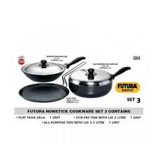 Hawkins Futura Non Stick Cookware Set 3 3 Pieces Nset 3 Cookware Set Buying Kitchen Appliances Cookware Sets