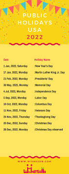 Below are united states holidays for the calendar year 2020. Us Federal Holidays 2022 Us National Holidays Wishes Db