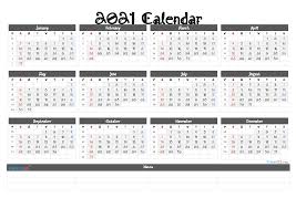 This calendar allows you to print the full year on one page, the template is available in image, pdf and excel formats. Printable 2021 Calendar Templates
