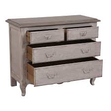 Commode à 4 tiroirs crescent point. Commode 4 Tiroirs En Pin Gris Argente L106 Cm Chateau Commodes Interior S