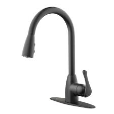 Check spelling or type a new query. Project Source Matte Black 1 Handle Deck Mount Pull Down Handle Kitchen Faucet Deck Plate Included In The Kitchen Faucets Department At Lowes Com
