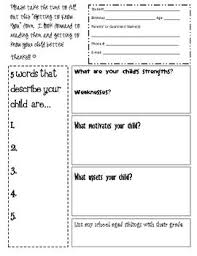 Cute Thorough Getting To Know You Form Parents As Teachers Back To School Night Beginning Of School