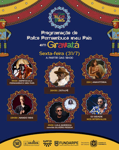 Quem aqui tá animado para mais tarde? 😎 ❤️‍🔥A partir das 19h30 desta sexta -feira (31), o Festival Pernambuco Meu País abre a noite do palco principal em Gravatá com atrações superesperadas pelo