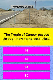 Mostly you would imagine the tropic of capricorn to be in a prey lush area. The Tropic Of Cancer Passes Through Trivia Answers Quizzclub