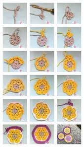 African Flower Free Crochet Pattern Crochet Coaster Pattern Crochet Square Patterns Crochet Blanket Patterns