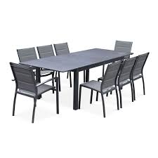 Luxury oak walnut dining table with high back velvet chairs with 4 or 6 seater. Chicago 8 10 Seater 175 245cm Extending Aluminium Dining Set Anthracite Grey Grey Alice S Garden