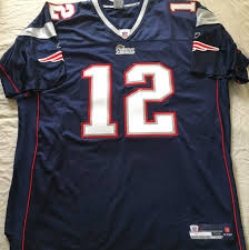 Patriots quarterback tom brady makes this lucky fan's day. Tom Brady New England Patriots Authentic Reebok Game Model Navy Blue Jersey New Autographsforsale Com
