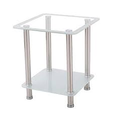 Black And White Side Table Xrxy Side Table Tempered Glass Side Table Bedside Table With Stainless Steel Bracket Small Square Glass Side Table Minimalist Coffee Table Glass Side Tables